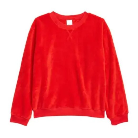 Nordstrom Kids' Cozy Plush Red Bloom Fleece Sweatshirt - Picture 1 of 5